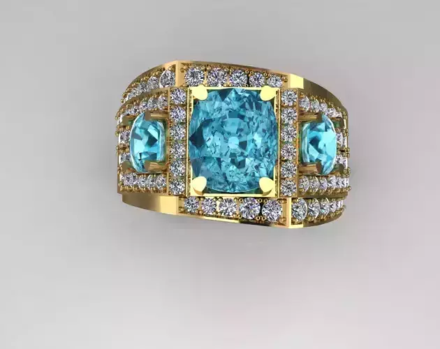 Ring Man blue zircon New 0006