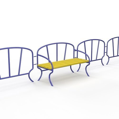 Fence with Bench for Playground 3D model