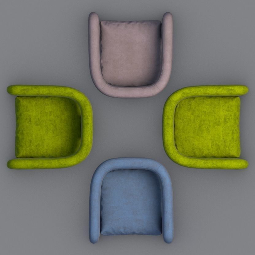 Sculpt Velvet Accent Chair 3D model_2