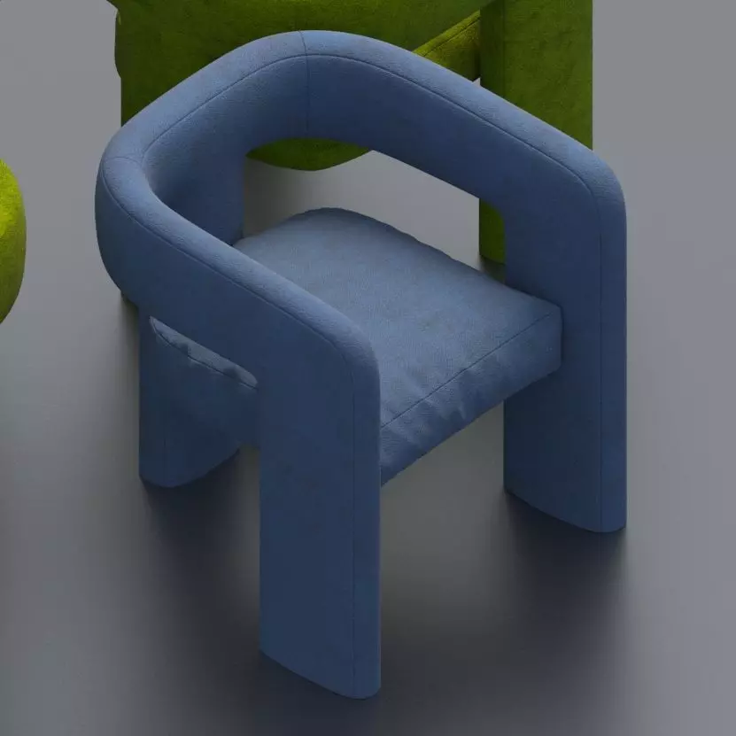 Sculpt Velvet Accent Chair 3D model_0
