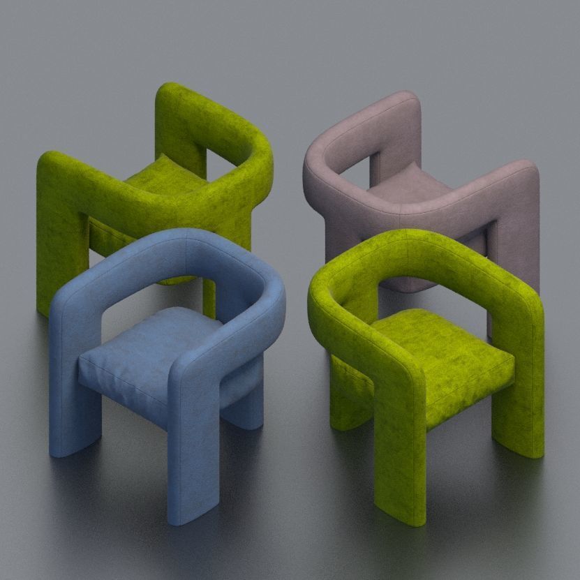 Sculpt Velvet Accent Chair 3D model_1