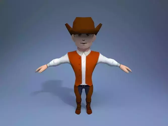 Cowboy man in outfit Low-poly 3D model