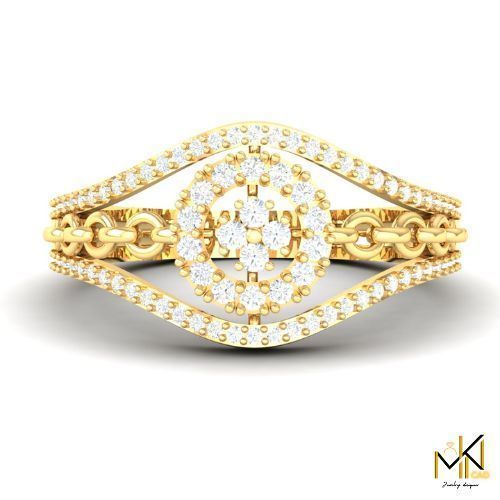 Gold Chain Link Halo Diamond Ring for Women 3D print model