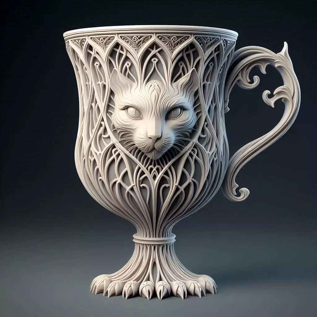 Gothic Cat Chalice Mug 3D print model_0