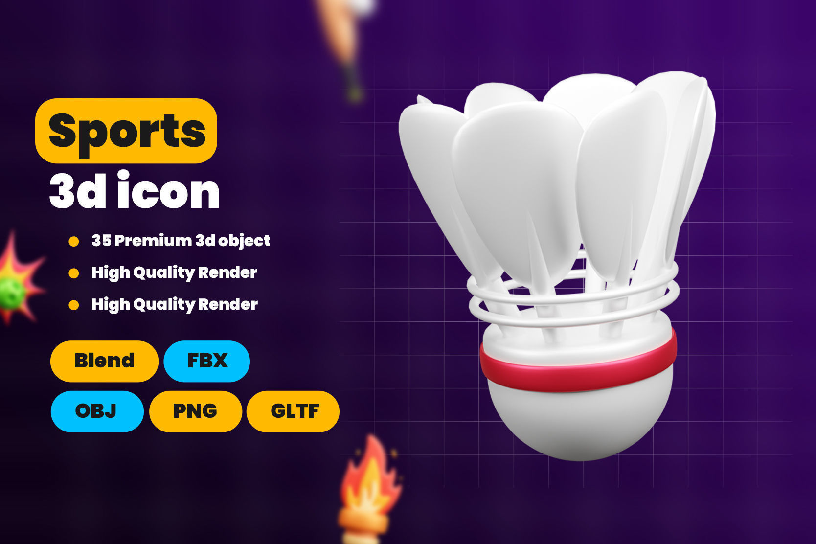 Sports Equipments 3d Icon Pack 3D model_1