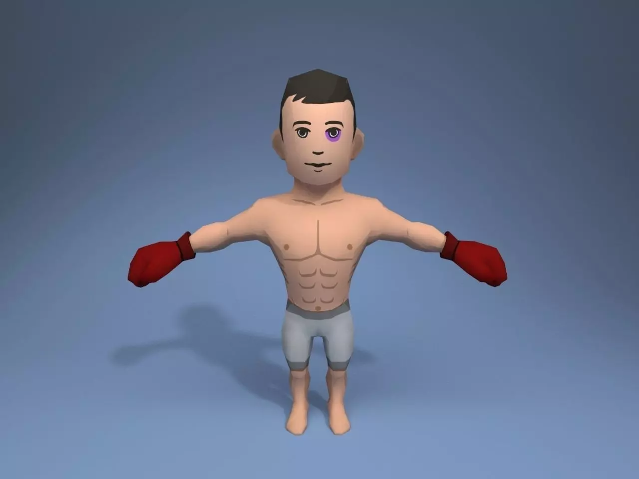Boxer Fighter Low-poly 3D model_0