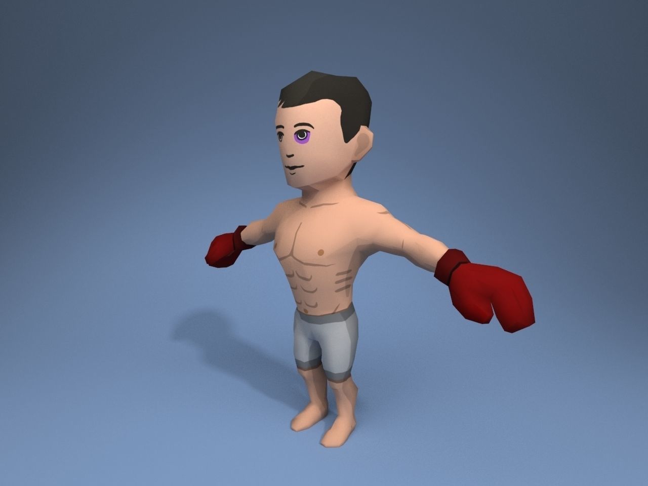 Boxer Fighter Low-poly 3D model_2