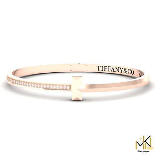 Minimalist Gold Bangle Bracelet with T 3D print model_12