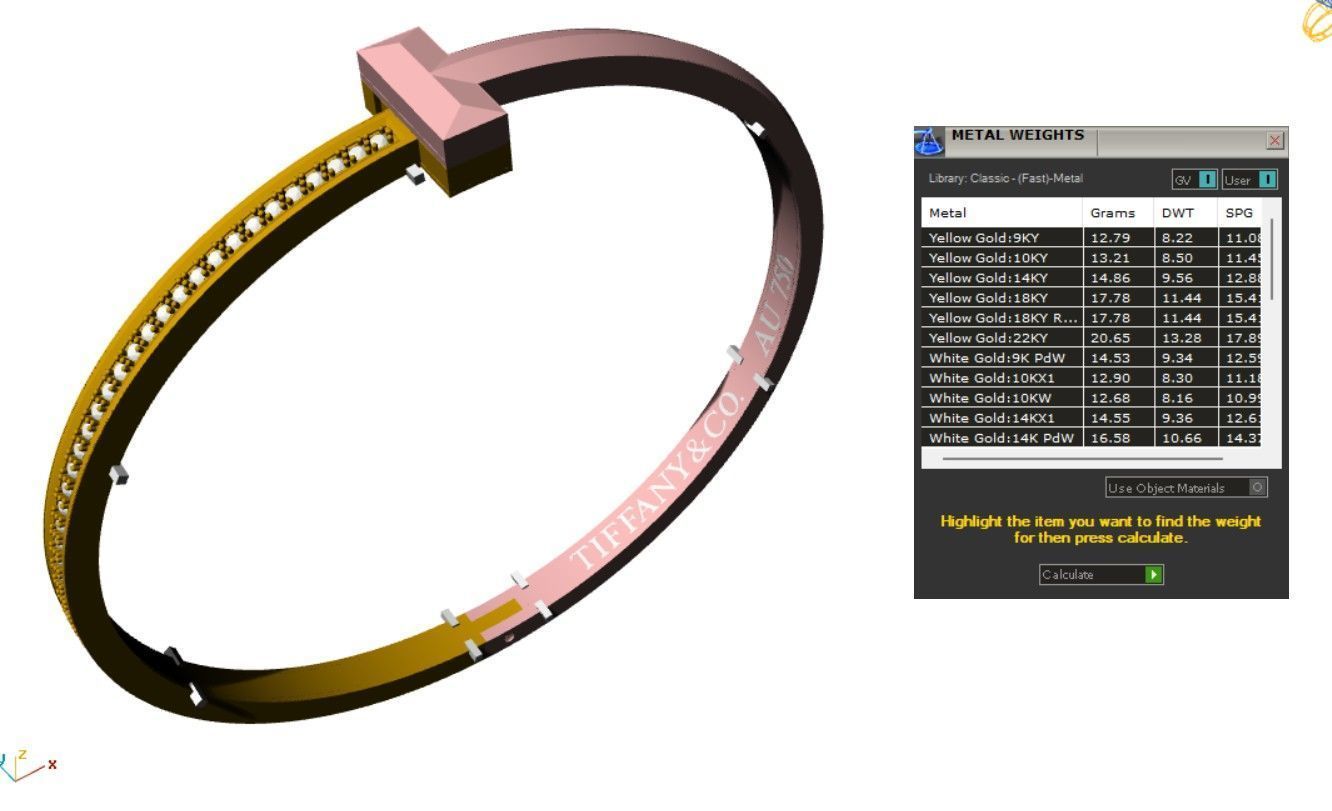 Minimalist Gold Bangle Bracelet with T 3D print model_6