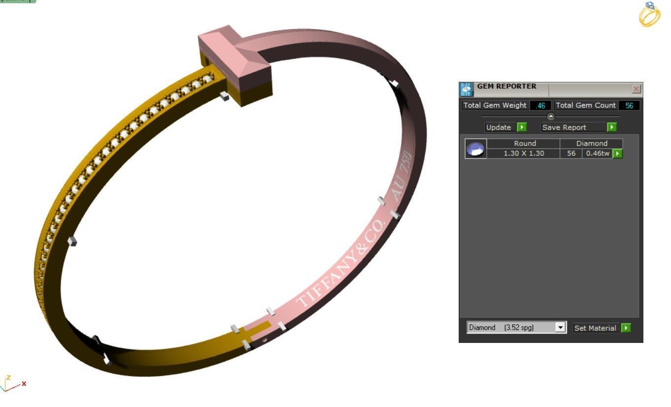 Minimalist Gold Bangle Bracelet with T 3D print model_5