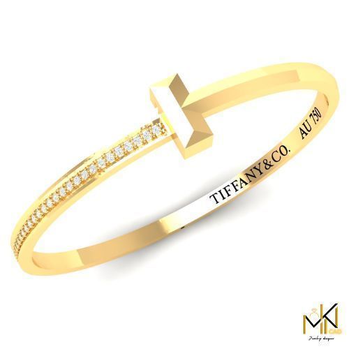 Minimalist Gold Bangle Bracelet with T 3D print model_14