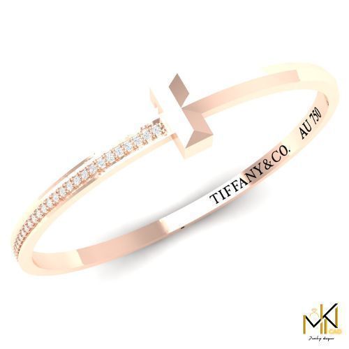 Minimalist Gold Bangle Bracelet with T 3D print model_13