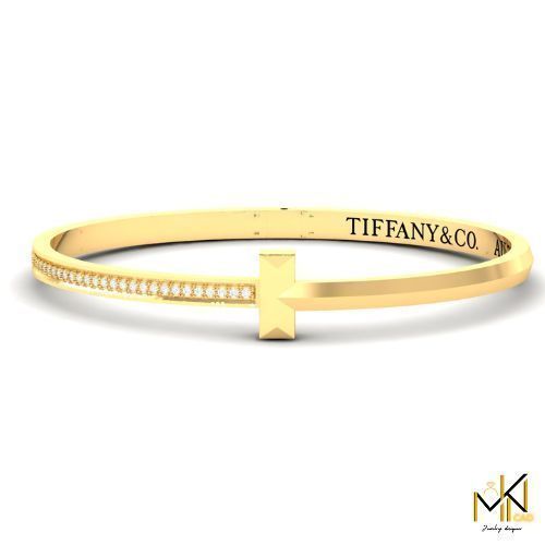 Minimalist Gold Bangle Bracelet with T 3D print model_15