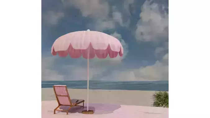 beach chair and umbrella 3D model beach chair and umbrella 3D model