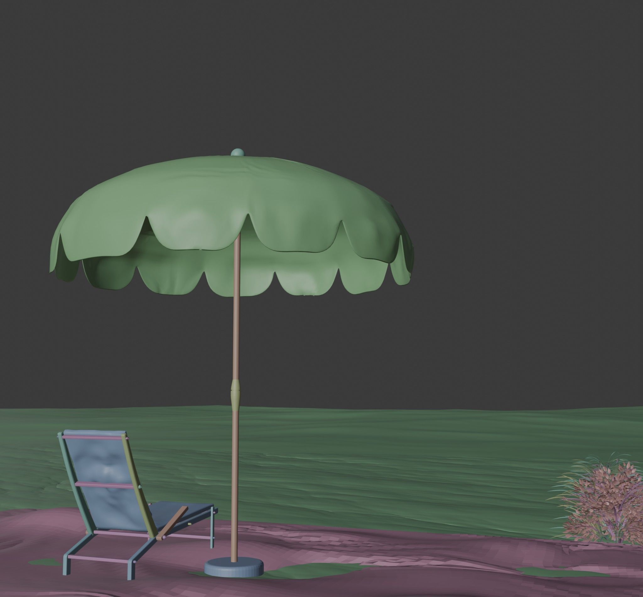 beach chair and umbrella 3D model_15