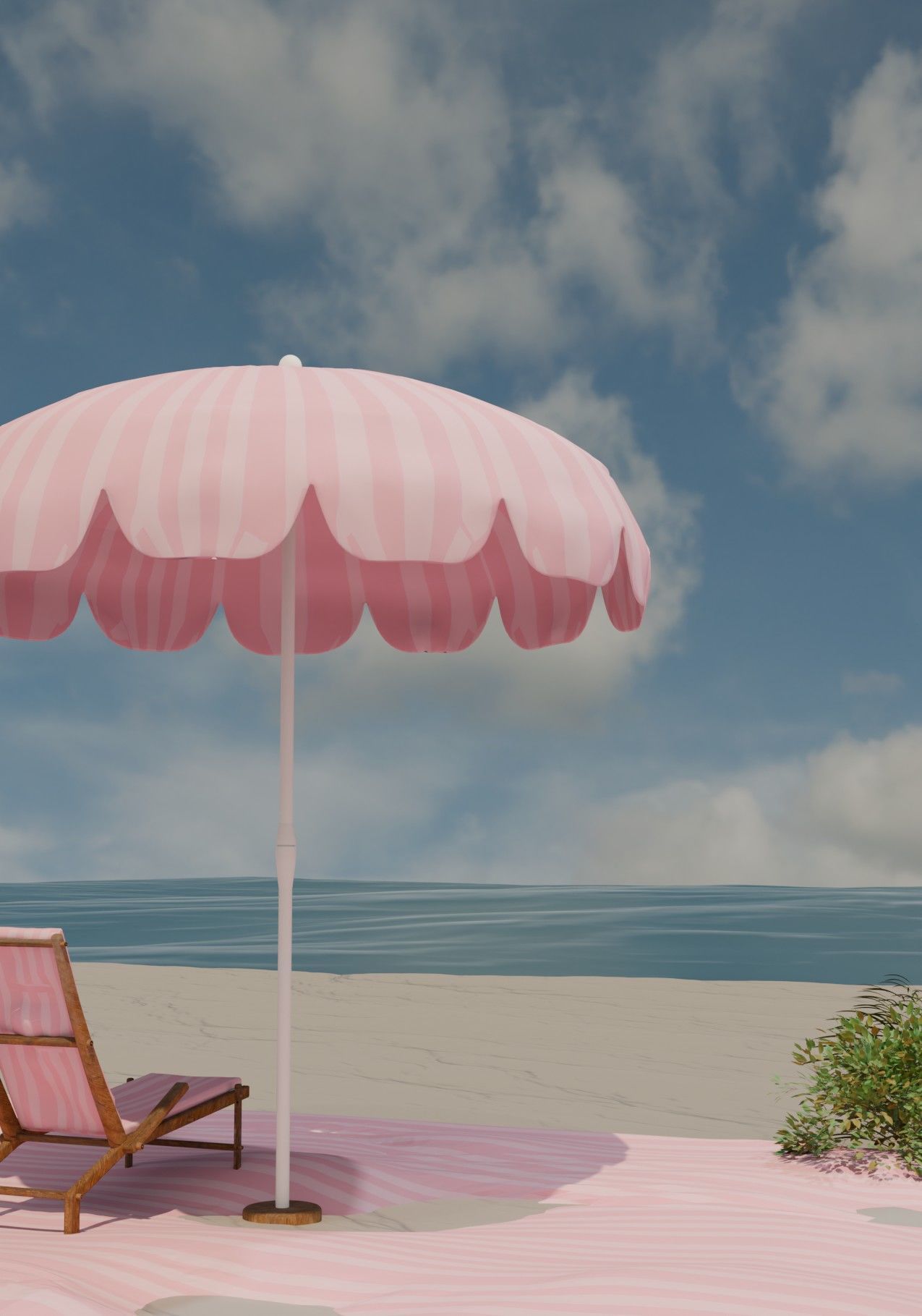 beach chair and umbrella 3D model_6