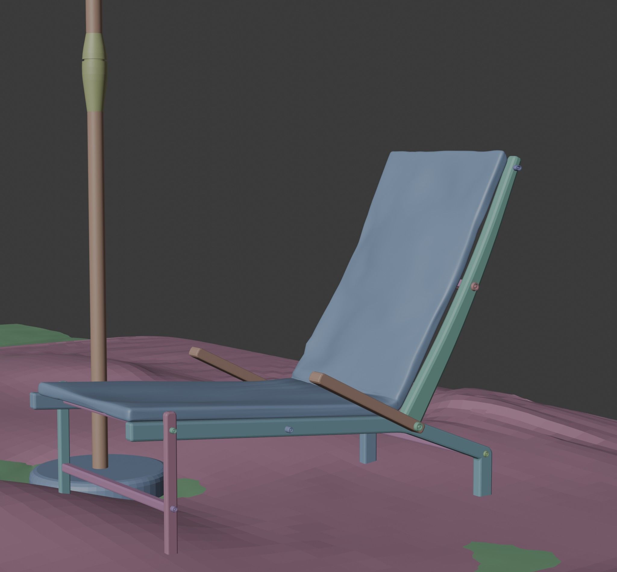 beach chair and umbrella 3D model_8