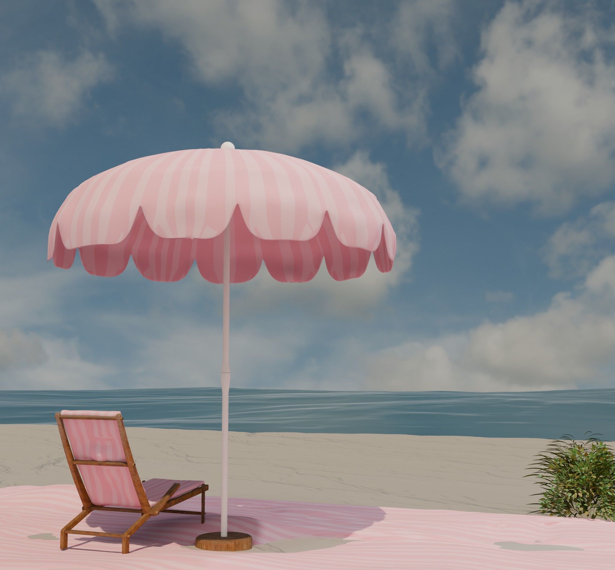beach chair and umbrella 3D model_17
