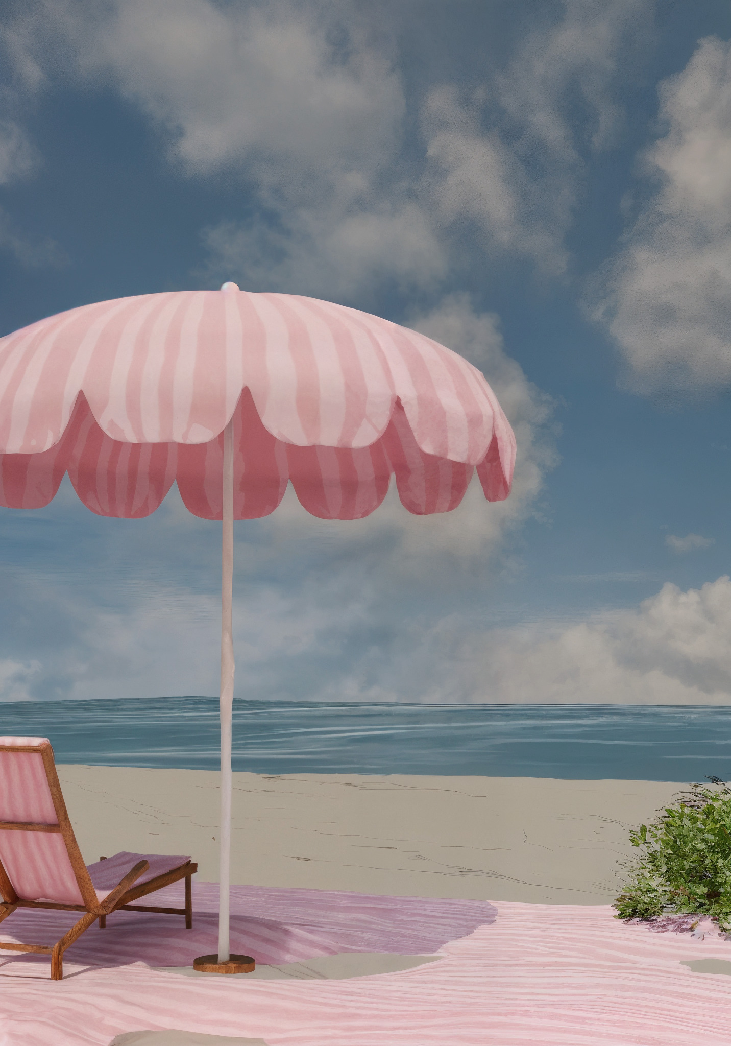beach chair and umbrella 3D model_2