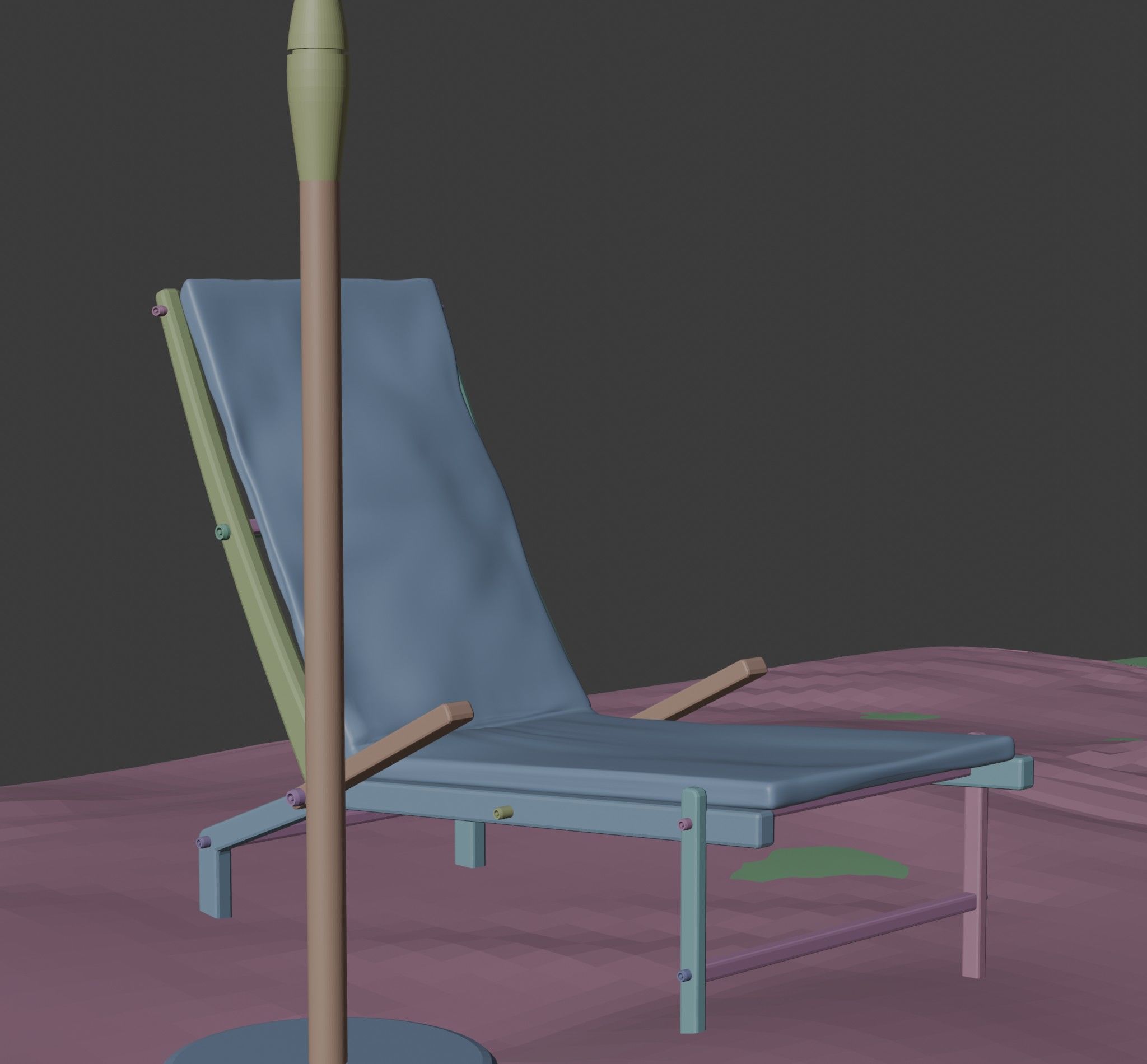 beach chair and umbrella 3D model_11