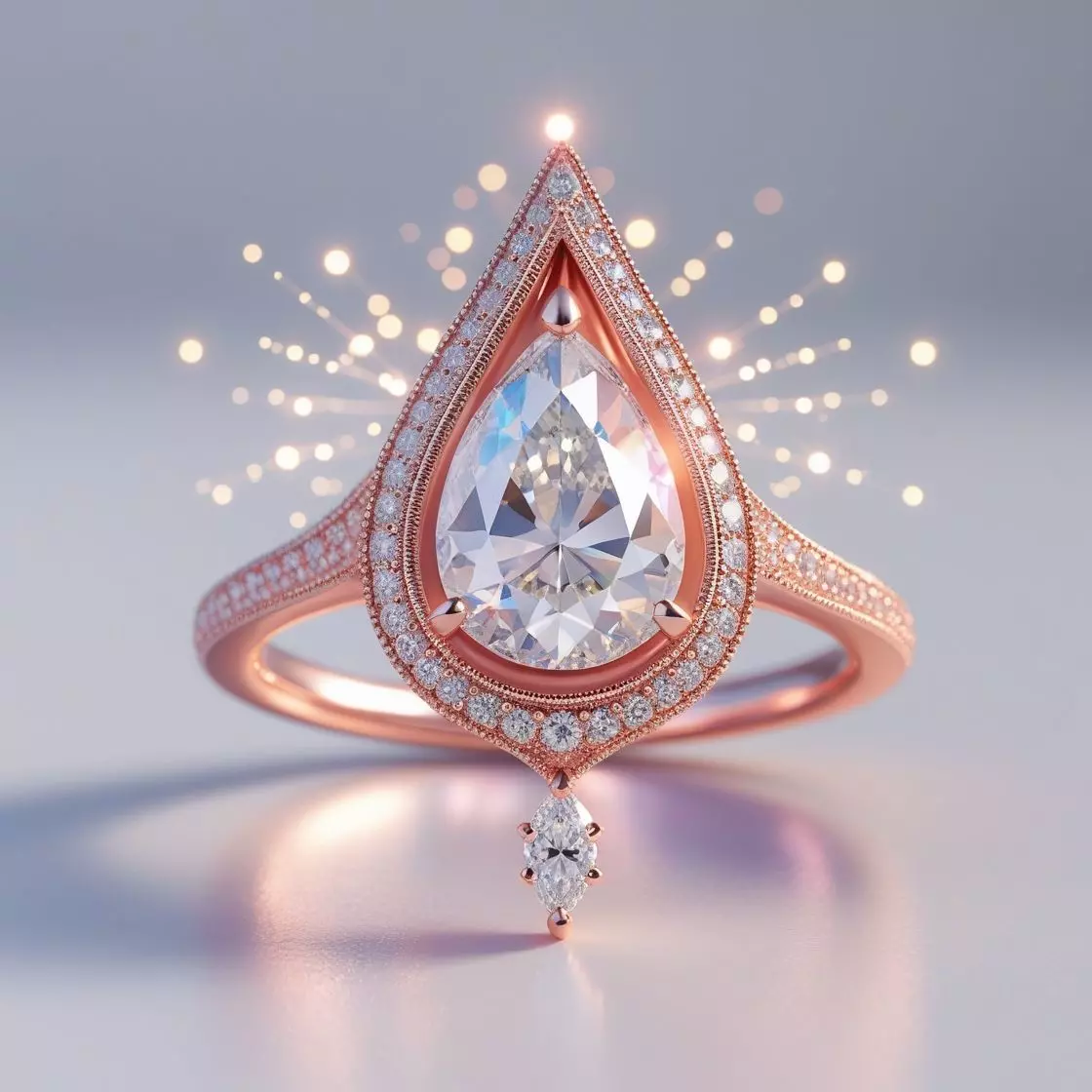 Celestial Tear Rose Gold Promise Ring 3D print model