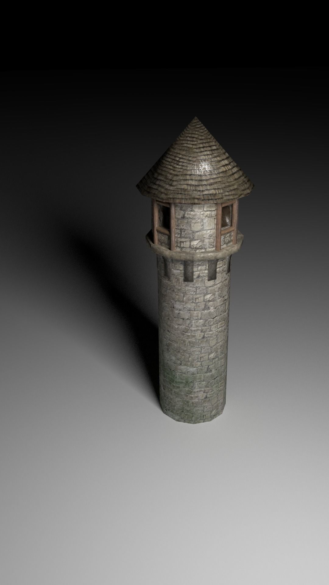 Medieval Tower Wall Low-poly 3D model_4