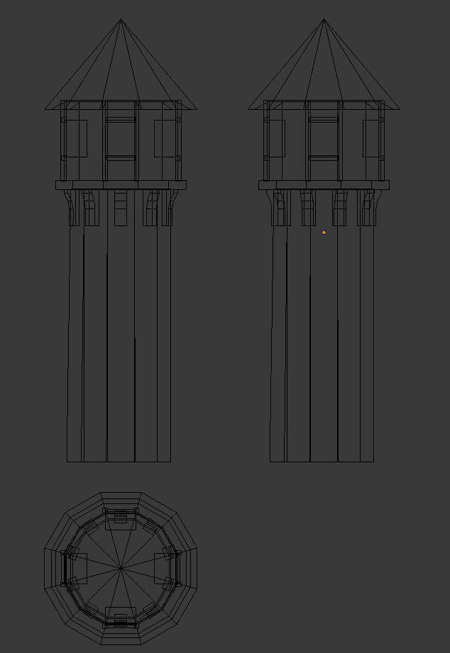 Medieval Tower Wall Low-poly 3D model_2