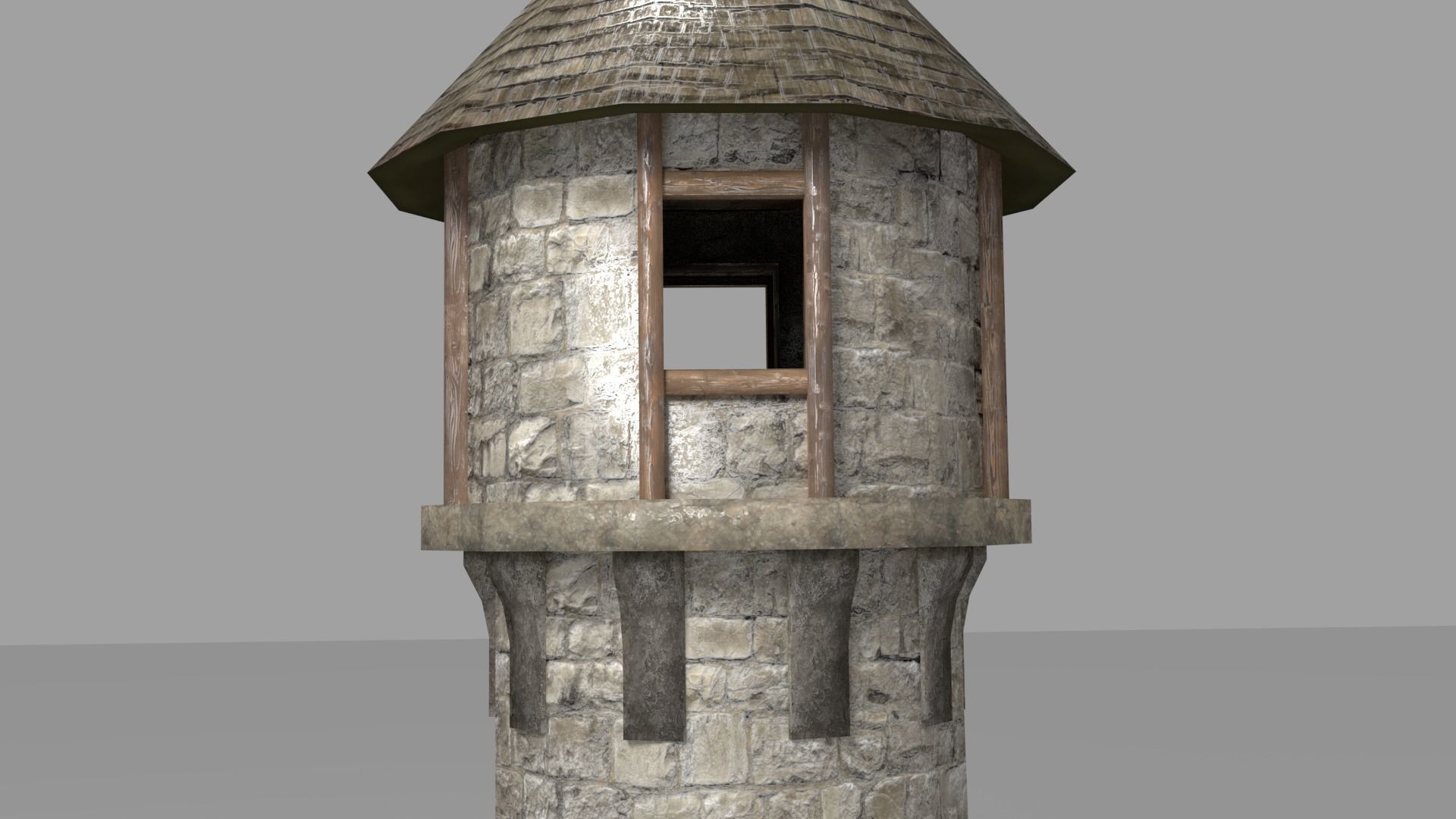 Medieval Tower Wall Low-poly 3D model_3