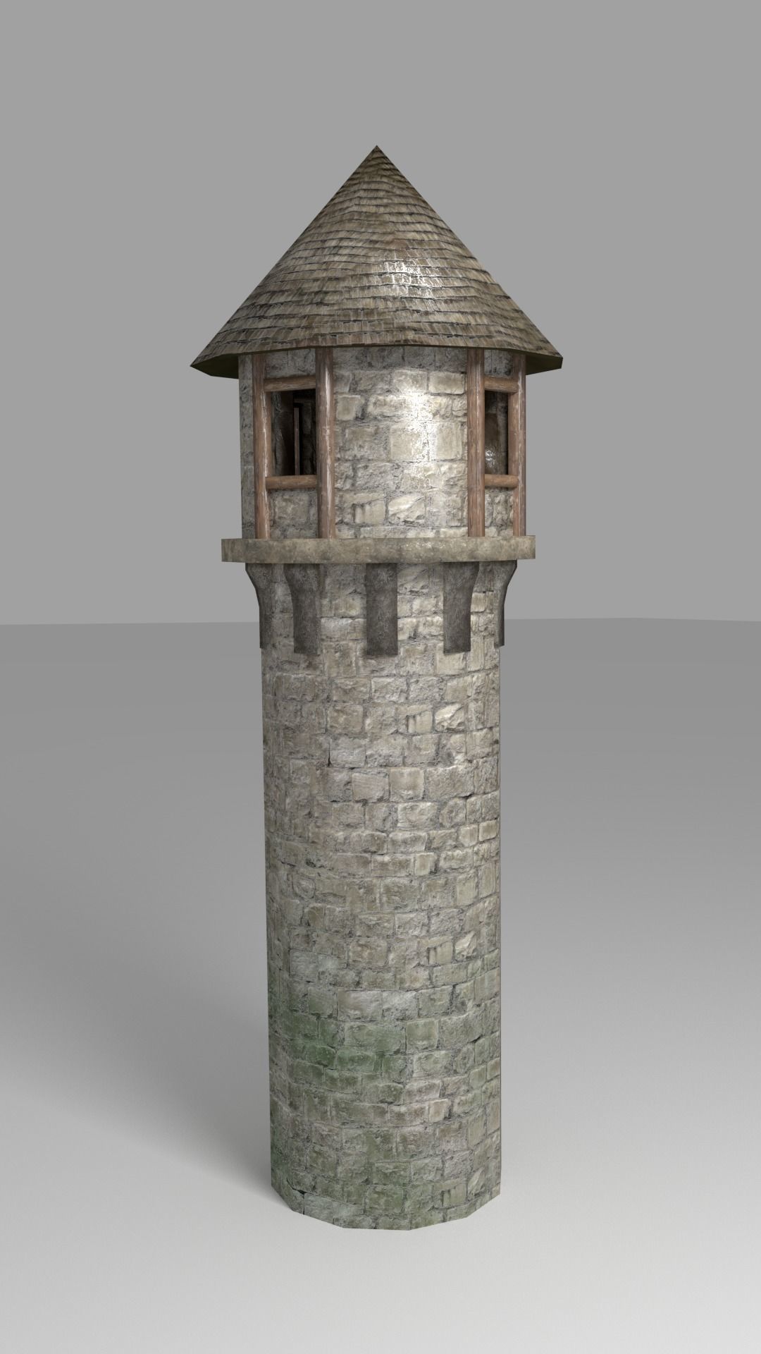 Medieval Tower Wall Low-poly 3D model_0