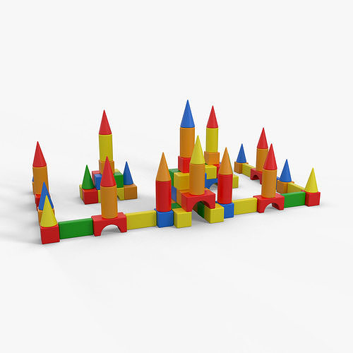 Toy Castle Made of Blocks 3D model