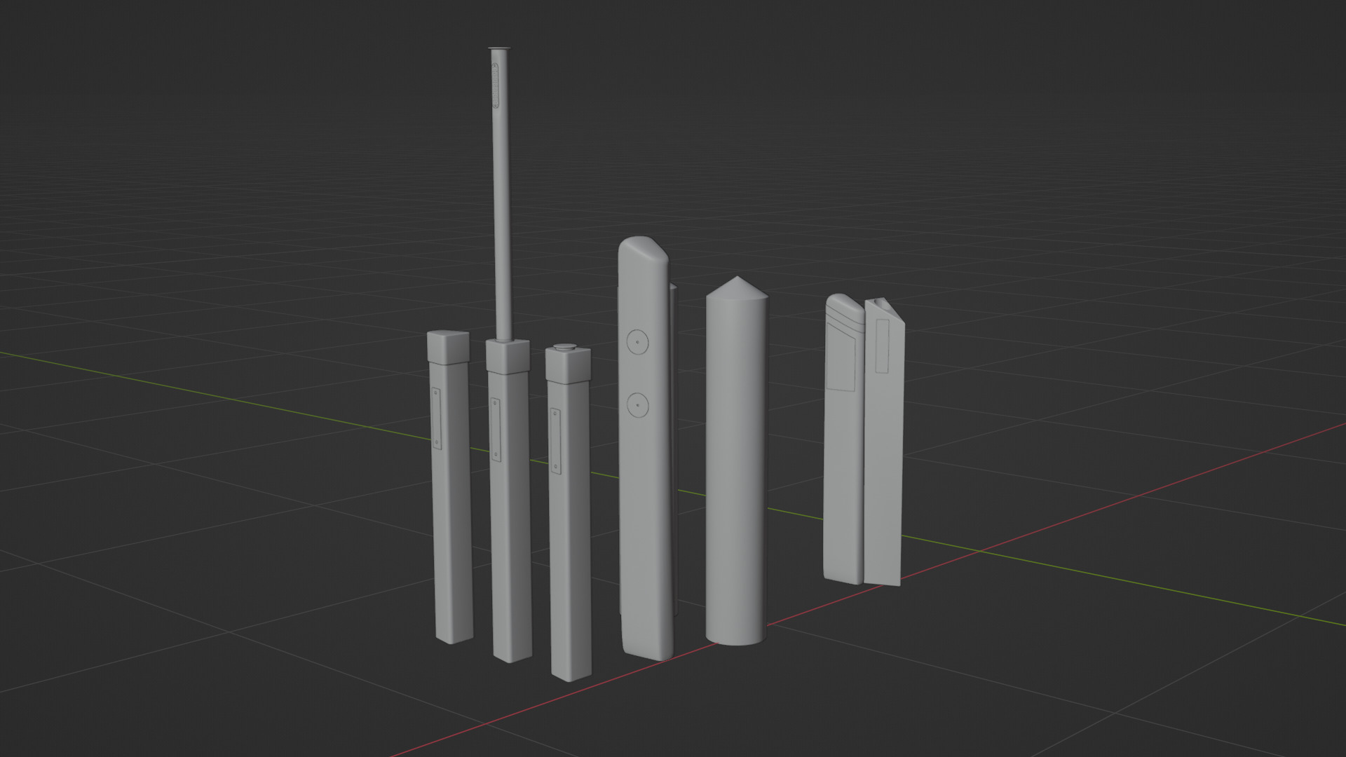 Bollards and Road Delineator Posts from different countries 3D model_6