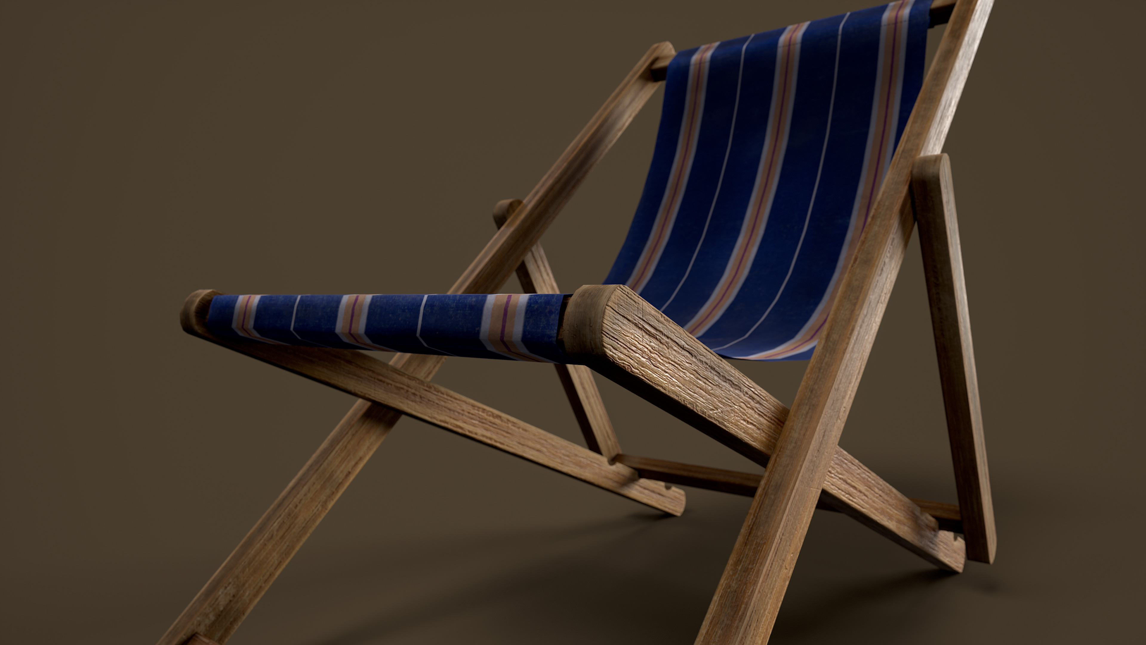 Wooden Beach Sunbed 3 Colors Low-poly 3D model_7