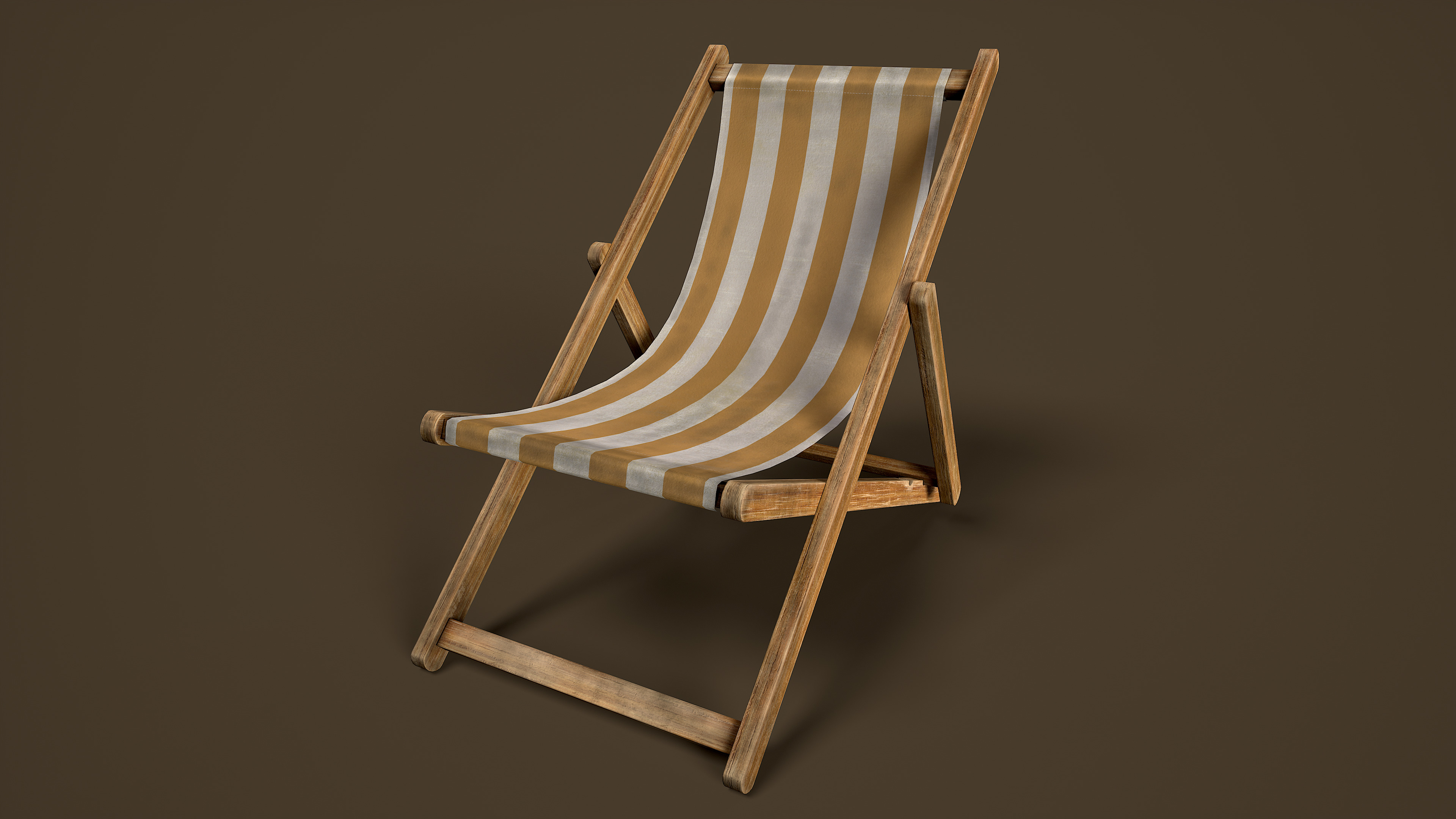 Wooden Beach Sunbed 3 Colors Low-poly 3D model_11