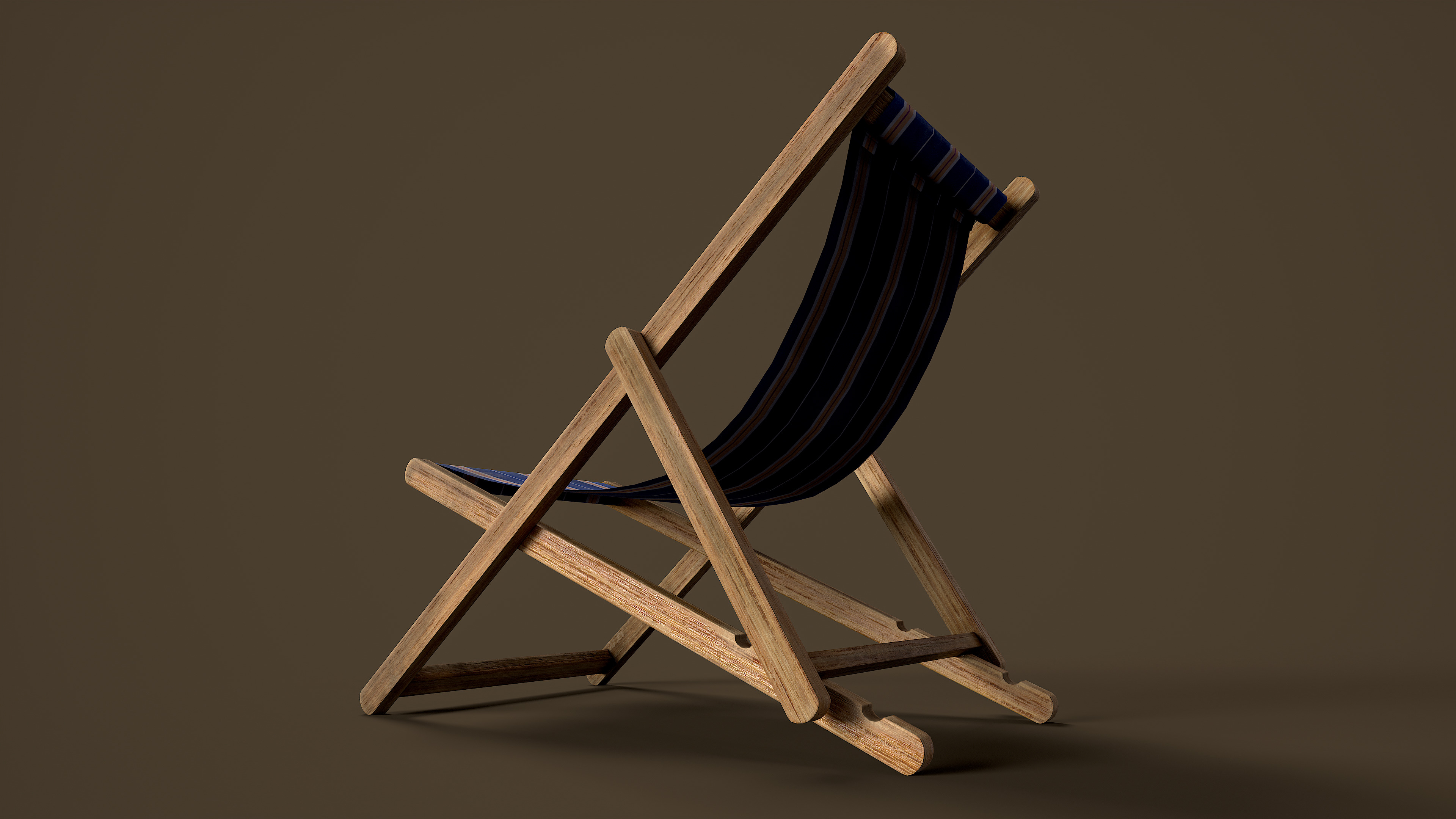 Wooden Beach Sunbed 3 Colors Low-poly 3D model_8