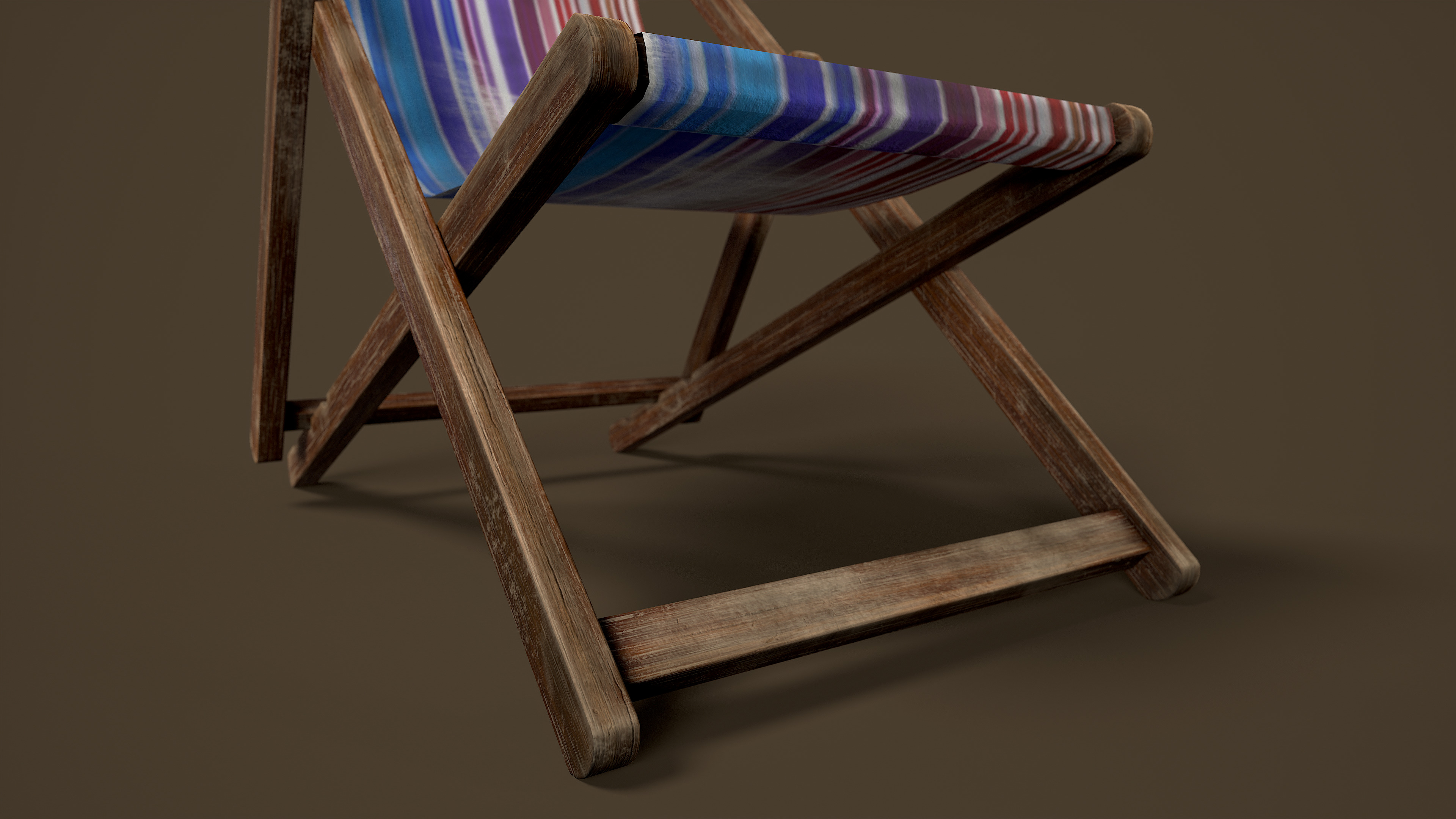 Wooden Beach Sunbed 3 Colors Low-poly 3D model_20