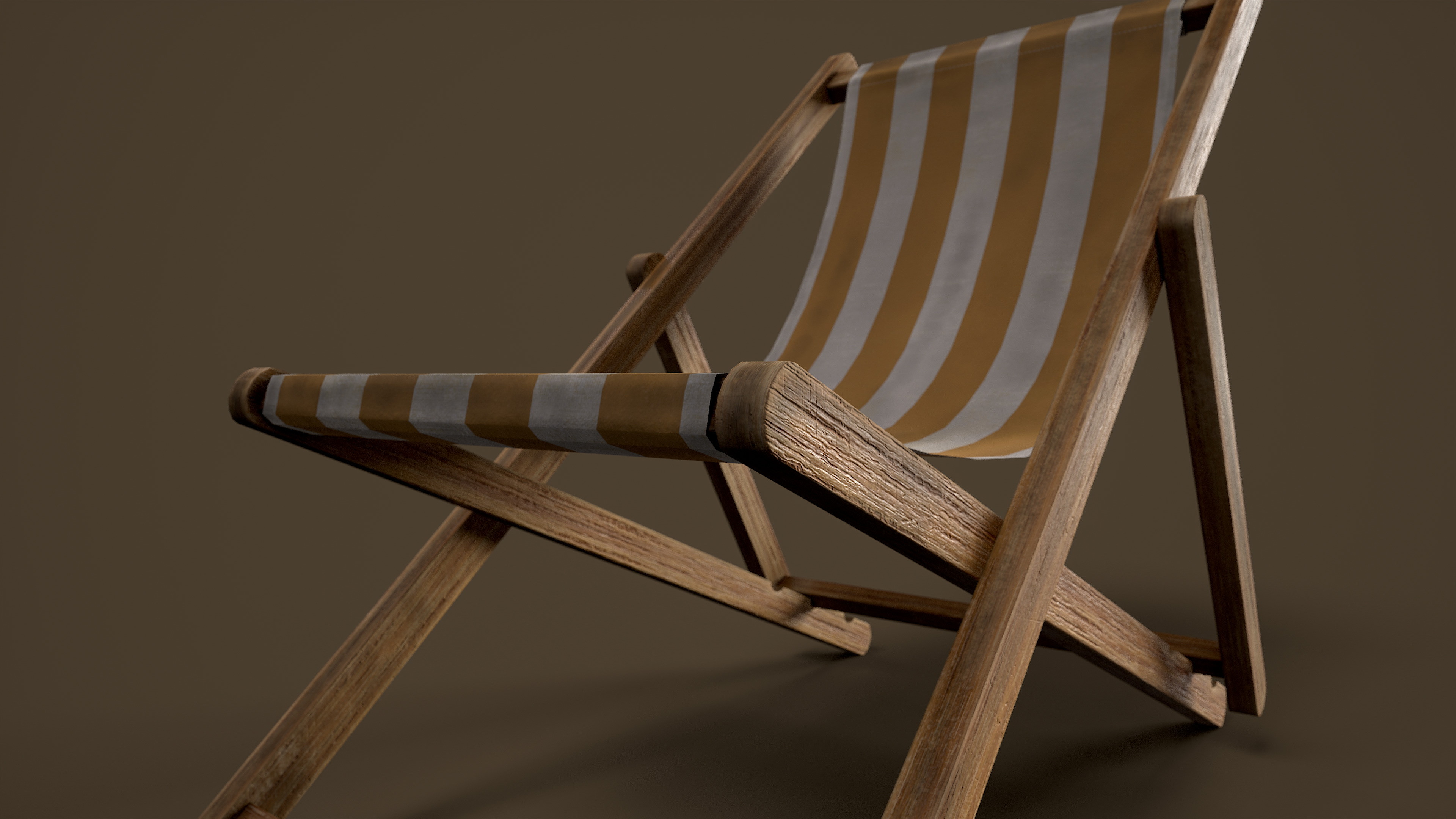 Wooden Beach Sunbed 3 Colors Low-poly 3D model_12
