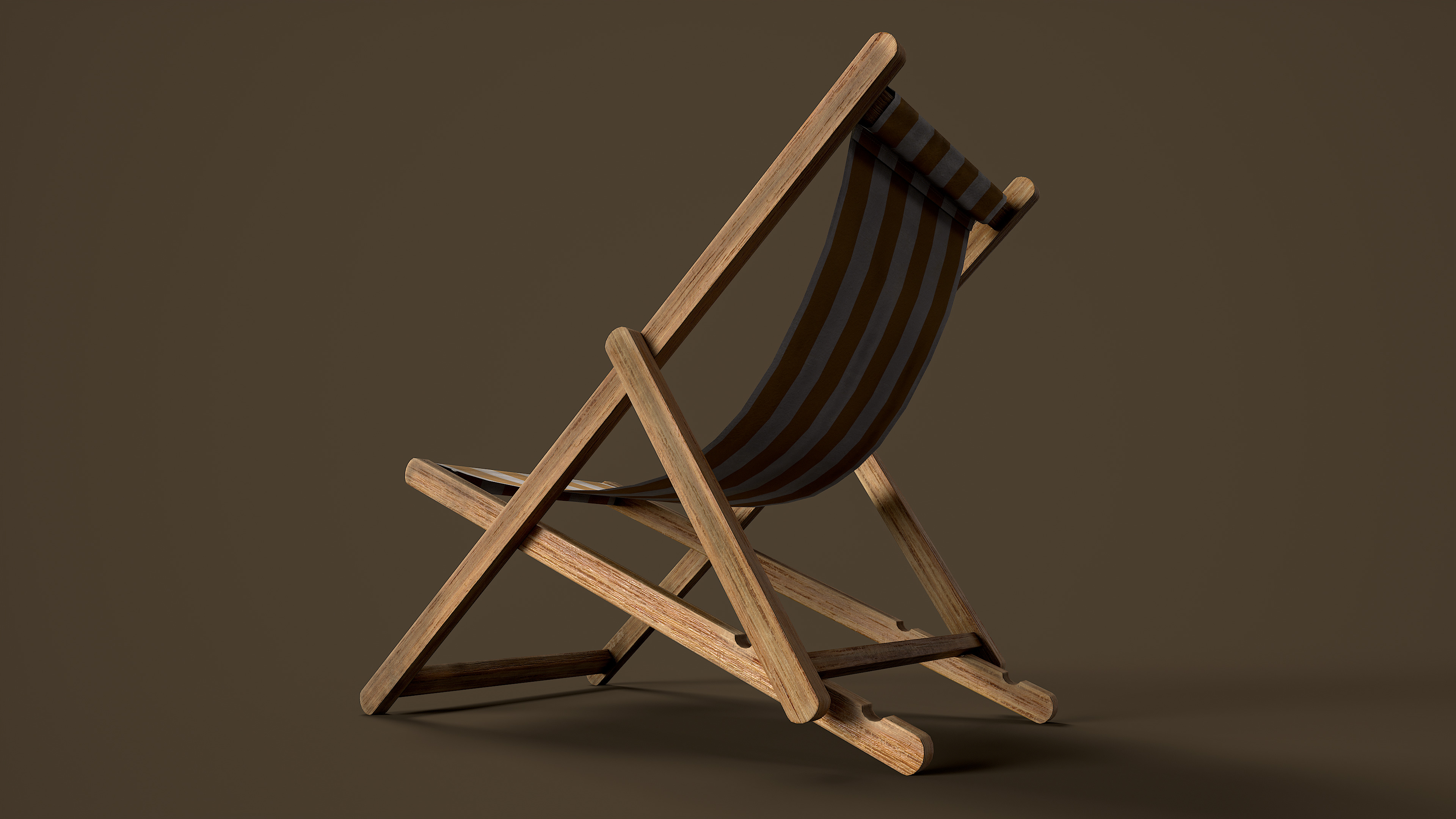 Wooden Beach Sunbed 3 Colors Low-poly 3D model_13