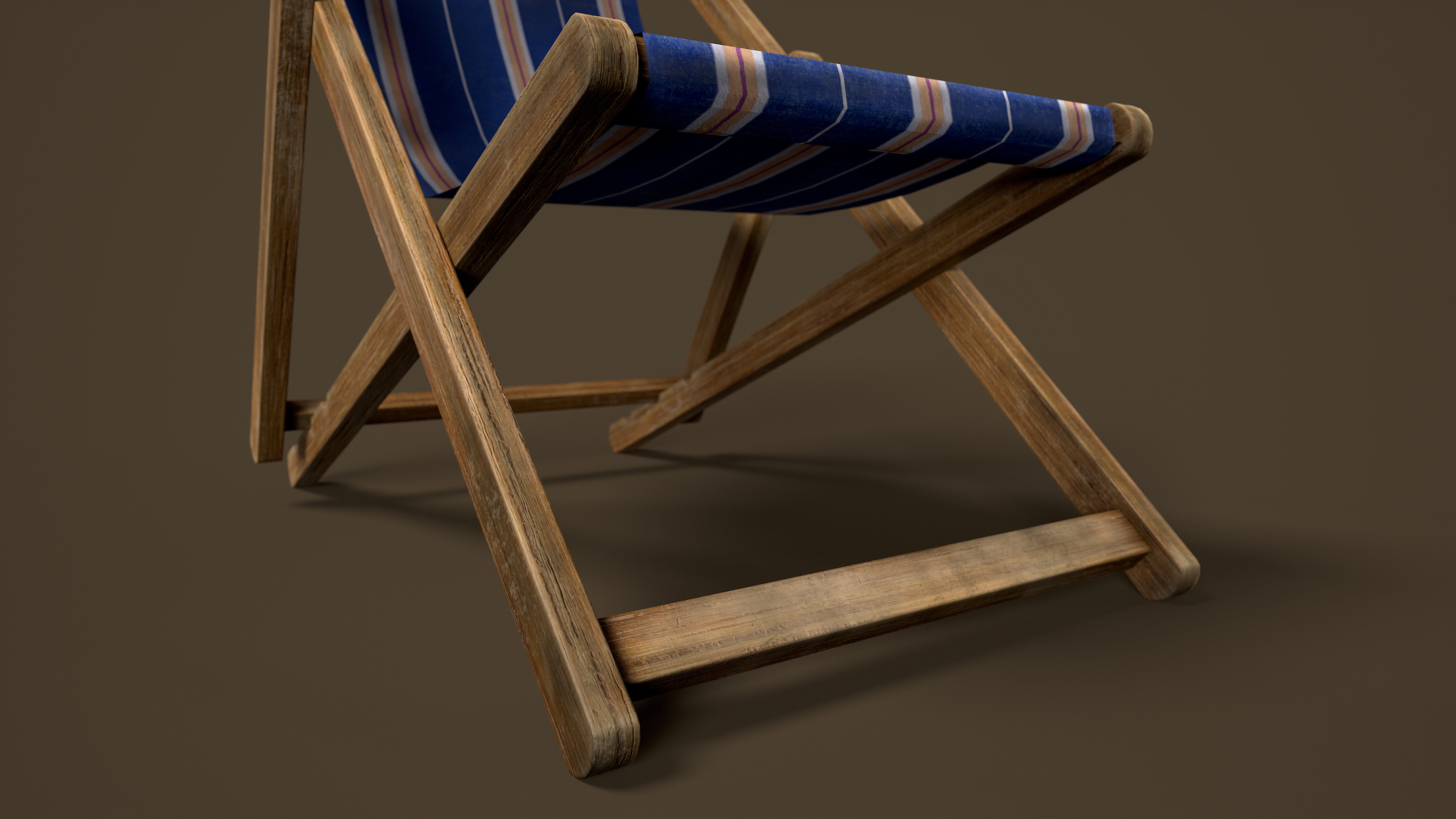 Wooden Beach Sunbed 3 Colors Low-poly 3D model_10
