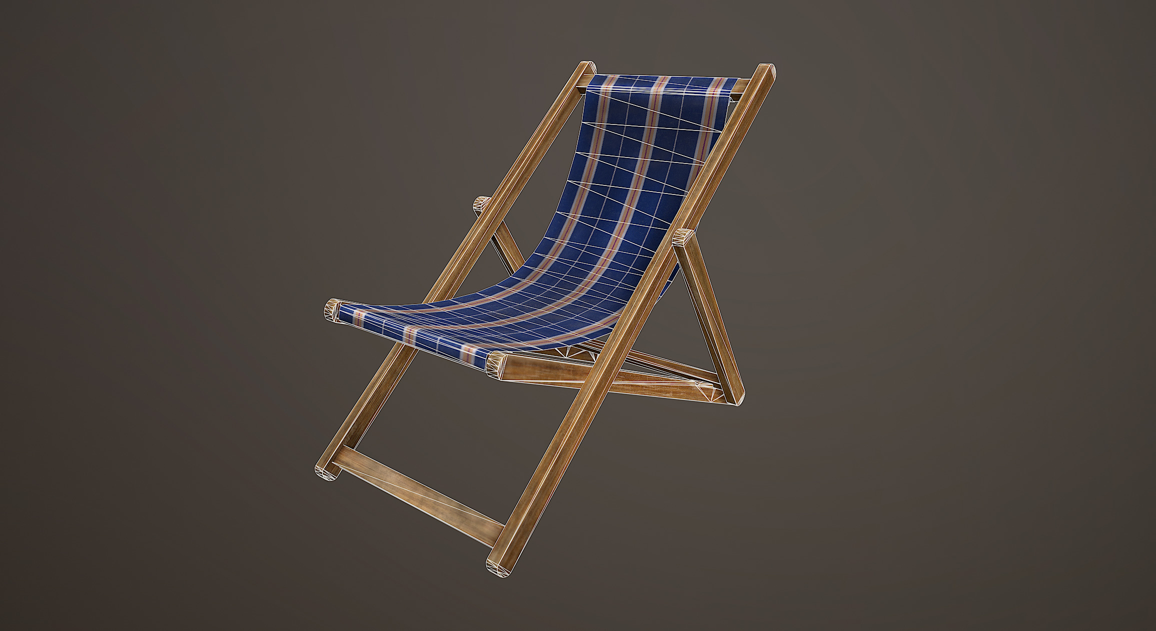 Wooden Beach Sunbed 3 Colors Low-poly 3D model_21