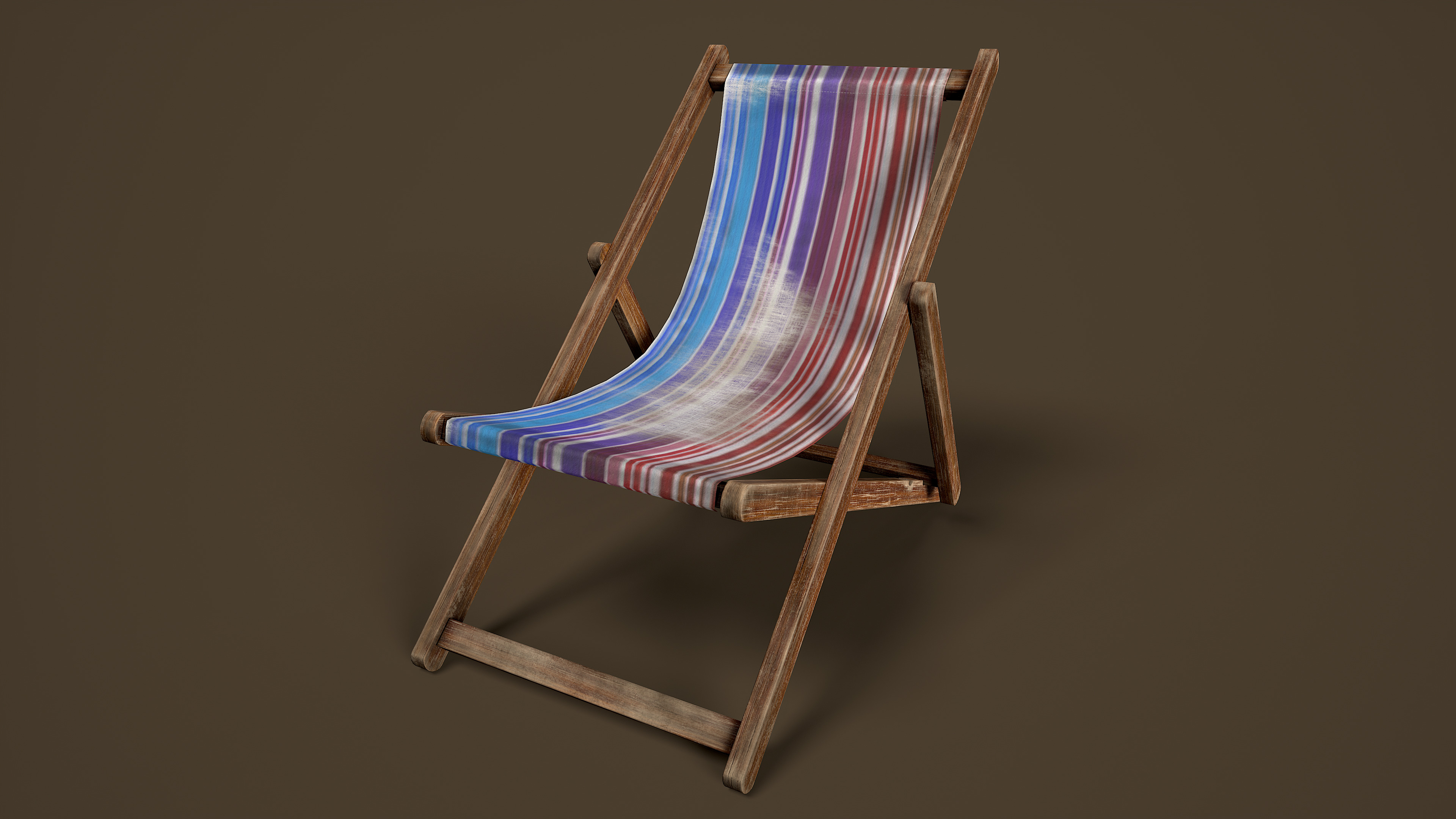 Wooden Beach Sunbed 3 Colors Low-poly 3D model_16