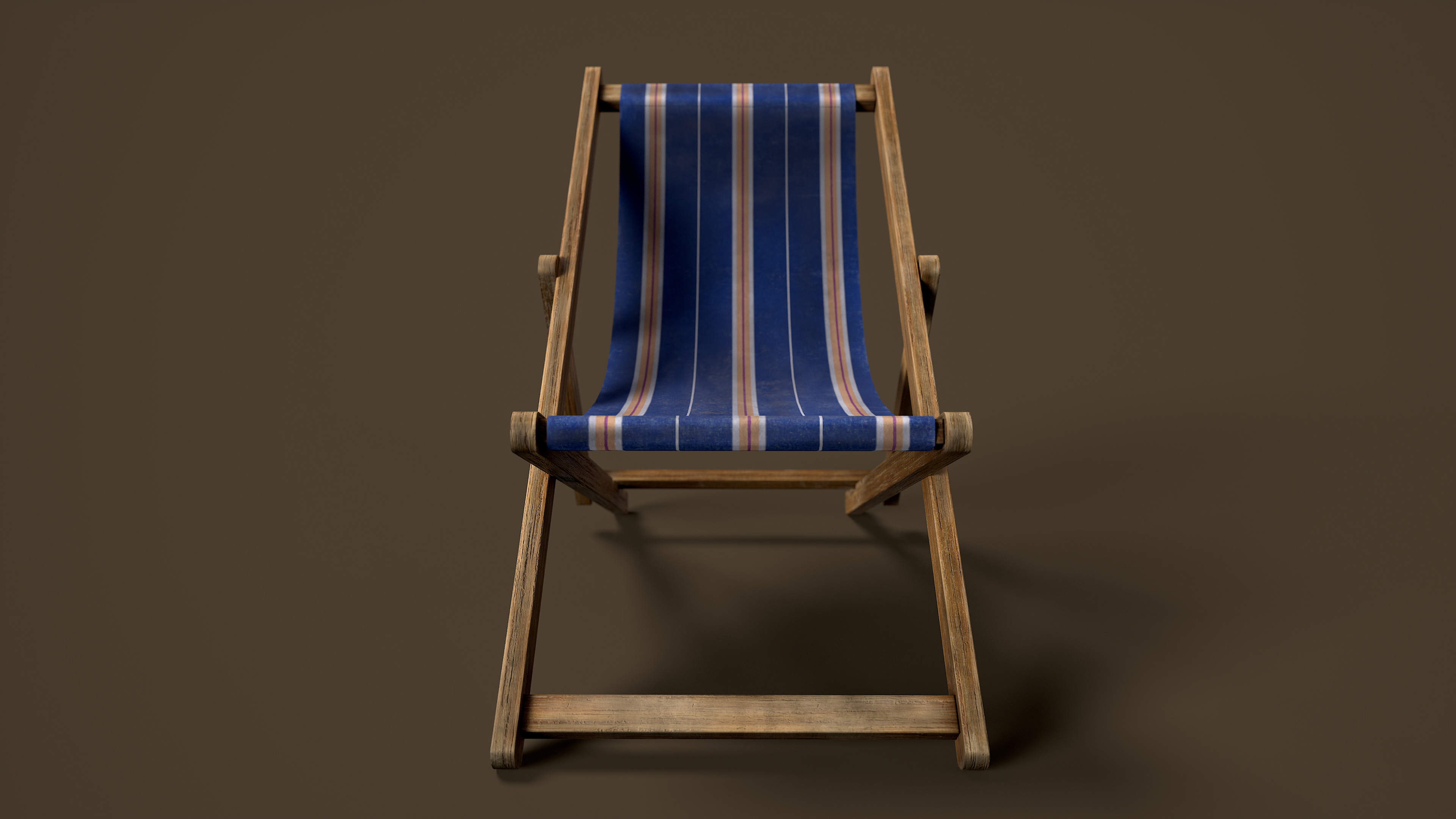 Wooden Beach Sunbed 3 Colors Low-poly 3D model_9