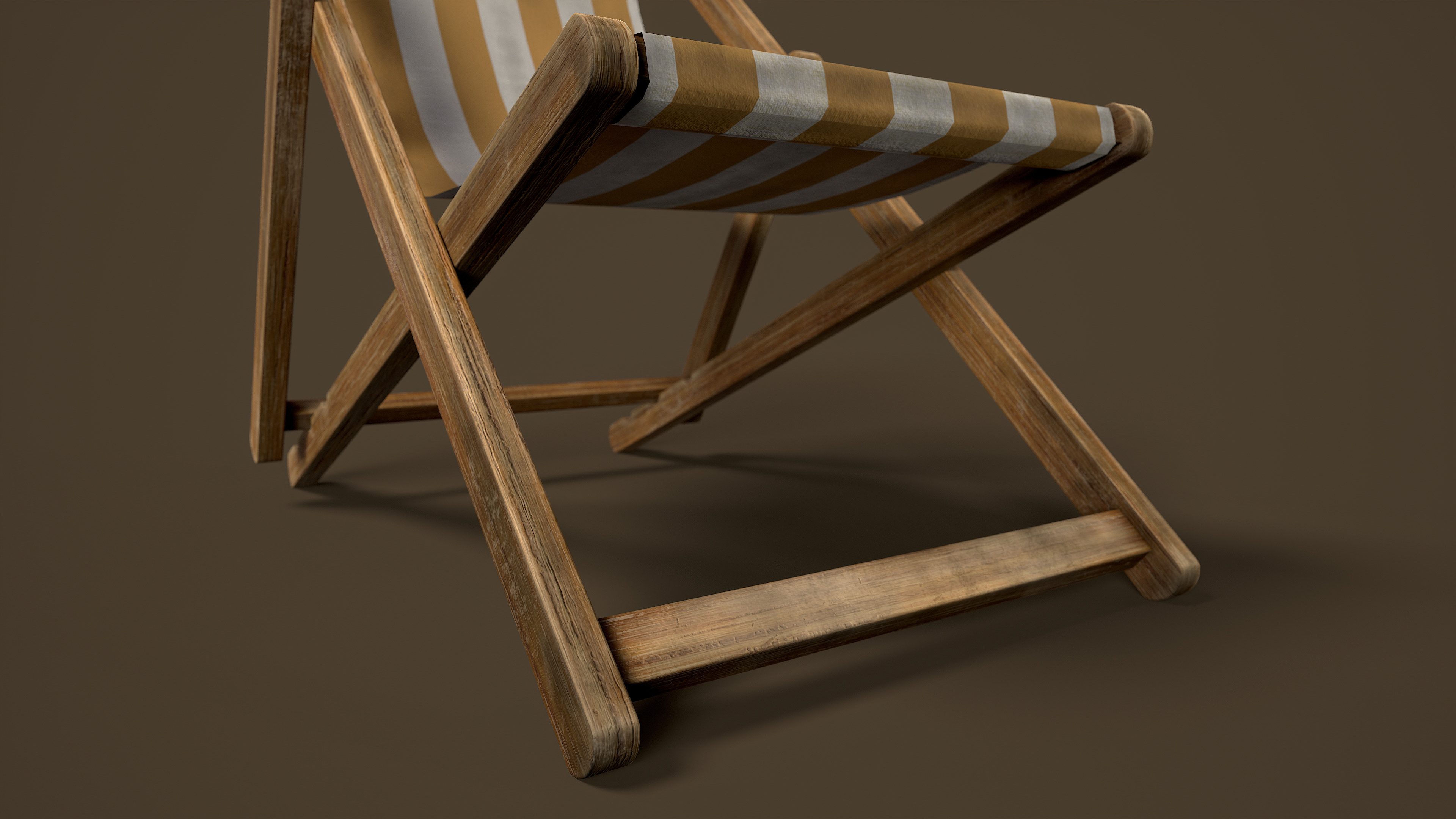 Wooden Beach Sunbed 3 Colors Low-poly 3D model_15