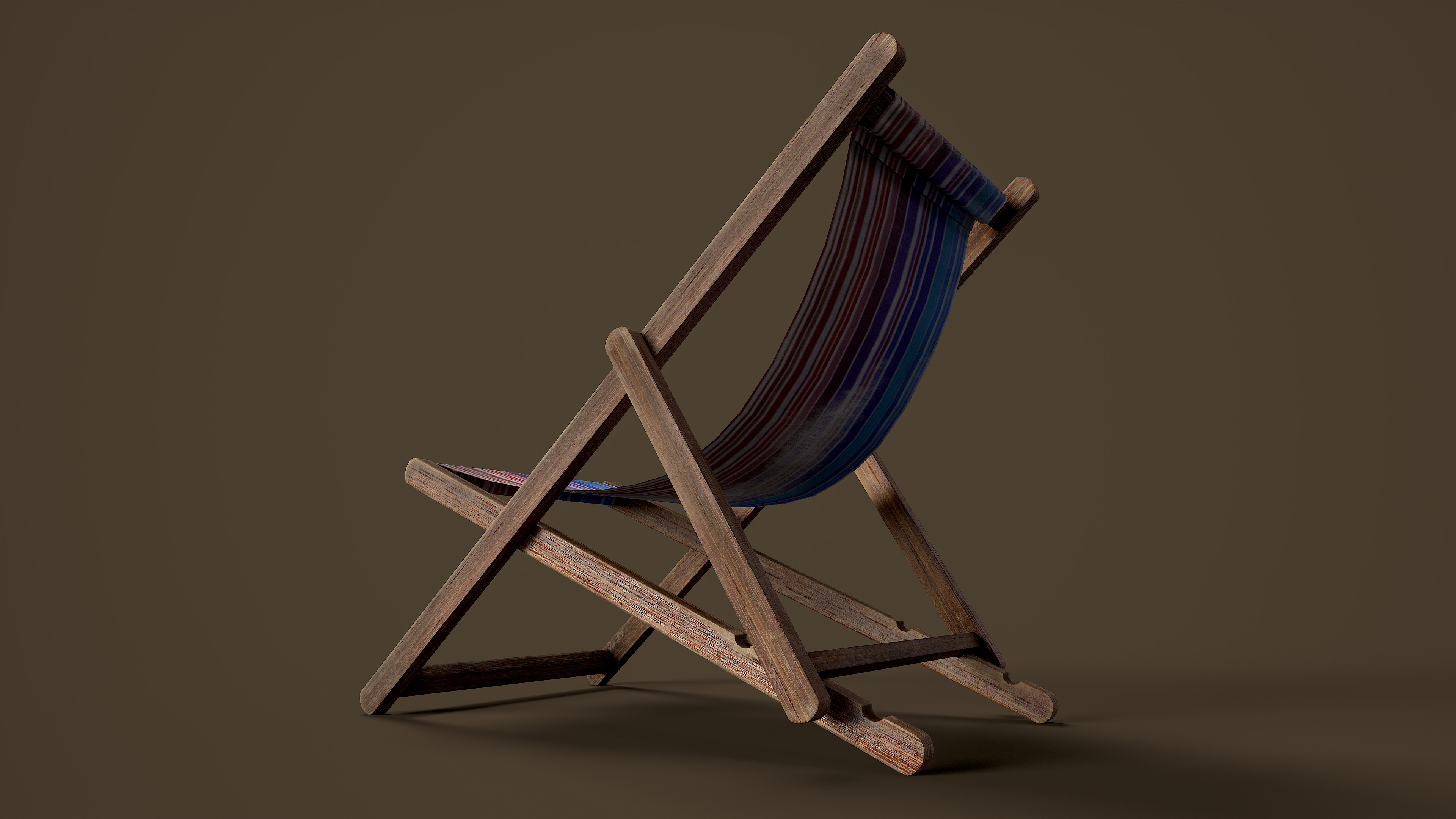 Wooden Beach Sunbed 3 Colors Low-poly 3D model_18