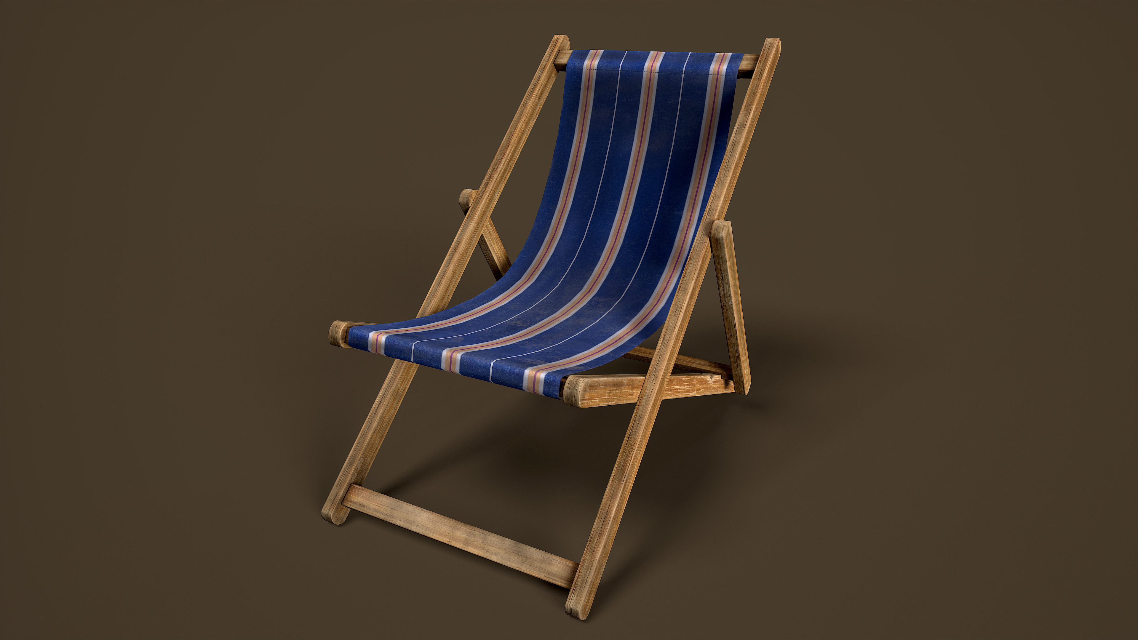 Wooden Beach Sunbed 3 Colors Low-poly 3D model_6