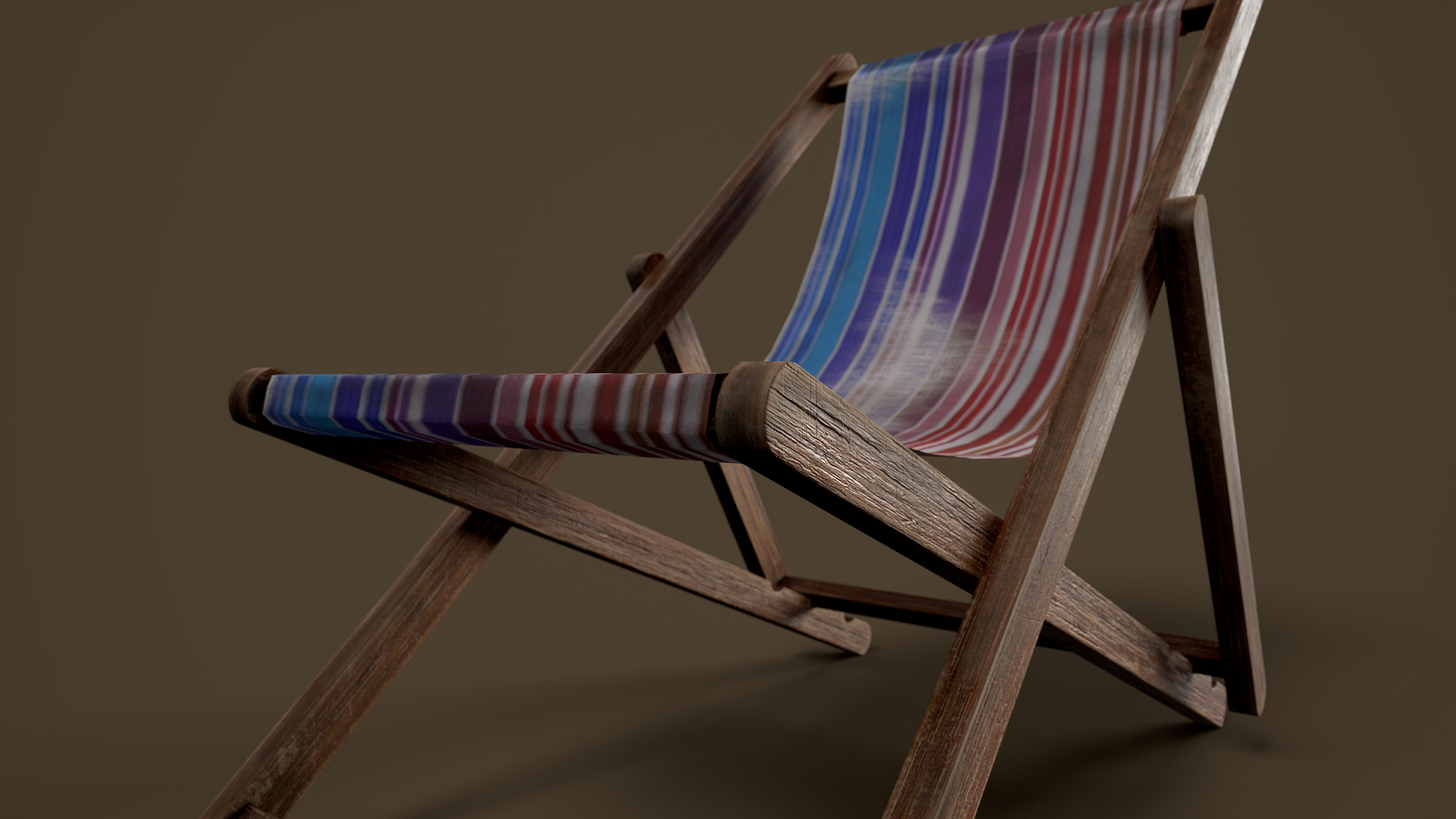 Wooden Beach Sunbed 3 Colors Low-poly 3D model_17