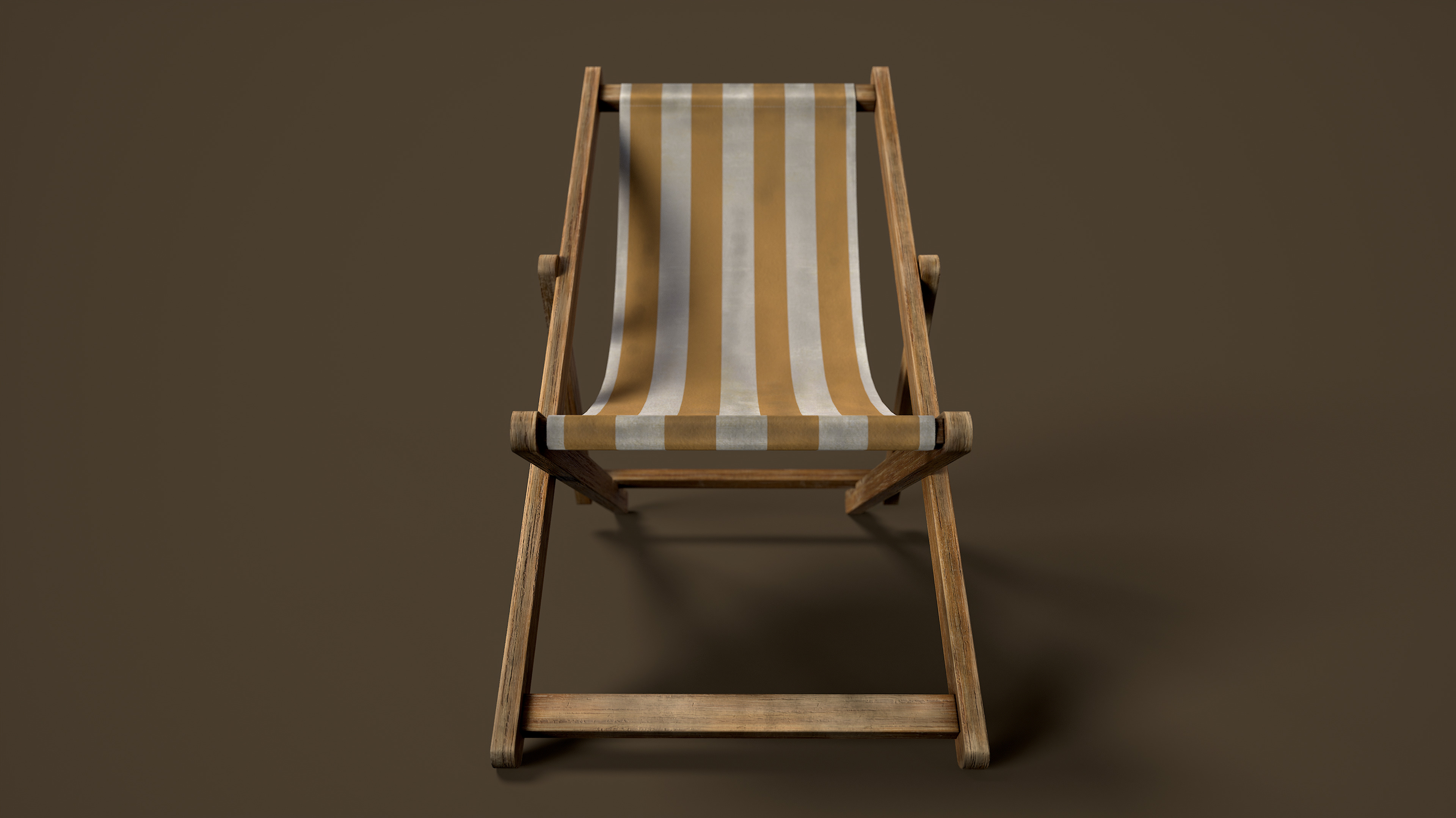 Wooden Beach Sunbed 3 Colors Low-poly 3D model_14