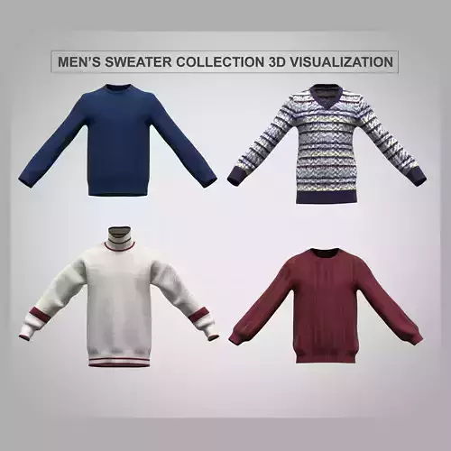 mens sweater collection set Low-poly 3D model