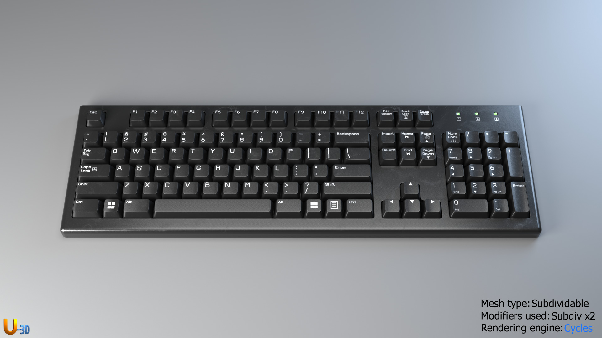 Generic Office PC Keyboard - US 3D model_2