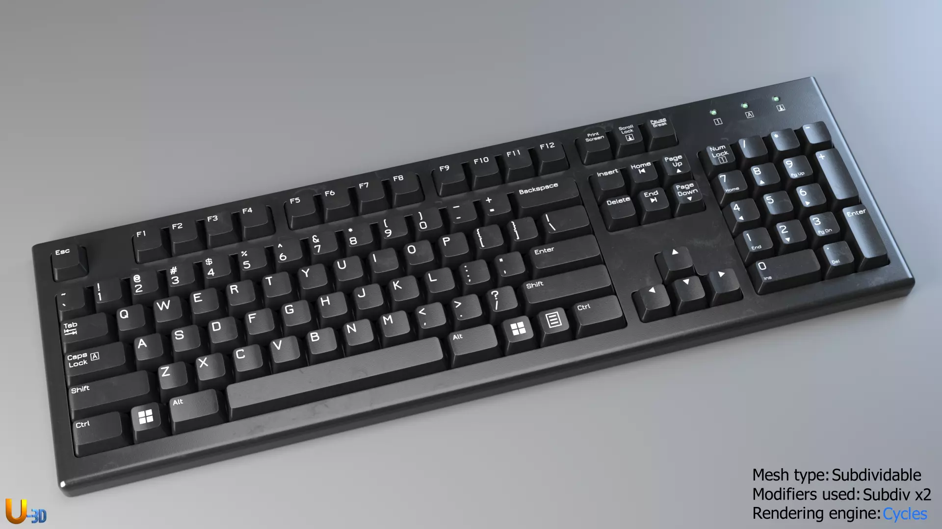 Generic Office PC Keyboard - US 3D model_0