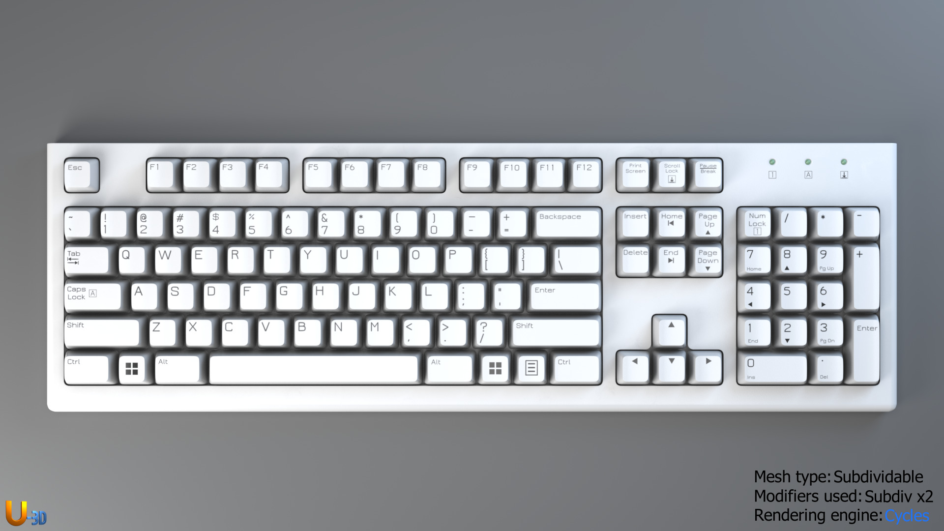 Generic Office PC Keyboard - US 3D model_8